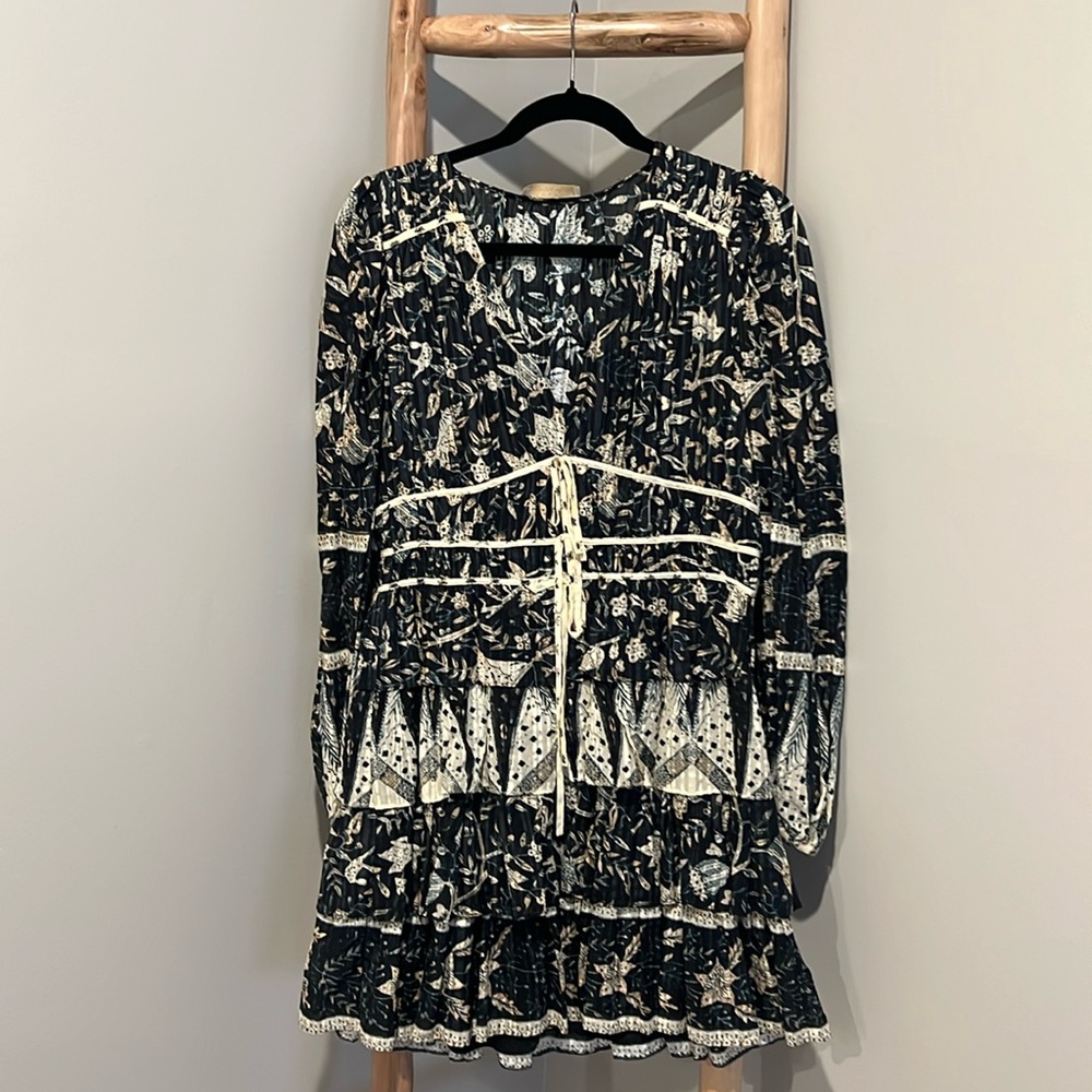 ULLA JOHNSON Nina tiered printed cotton-blend voile mini dress